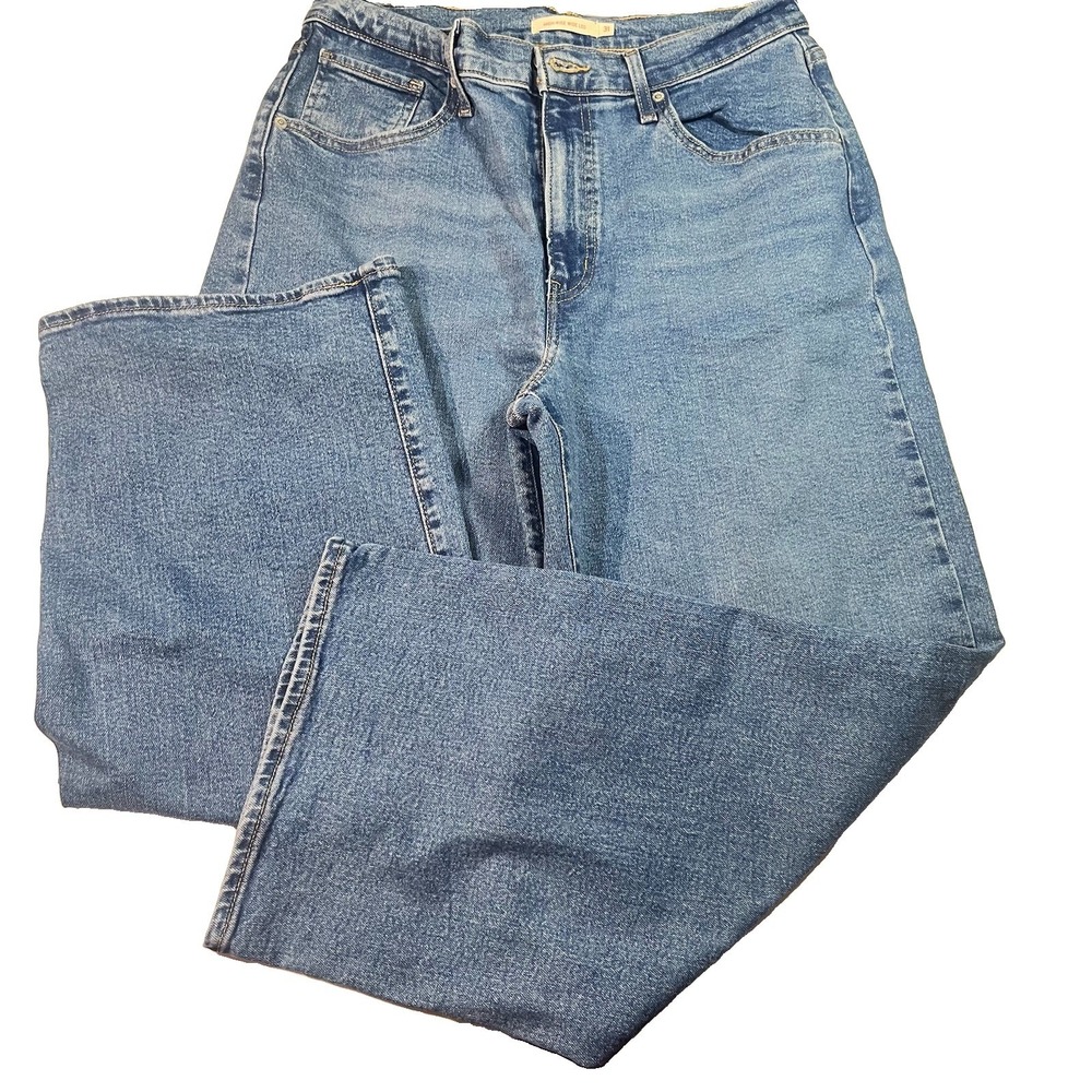 Levi's Women's High-Rise Wide-Leg 31x27 Blue Denim Cotton Blend Stretch EUC